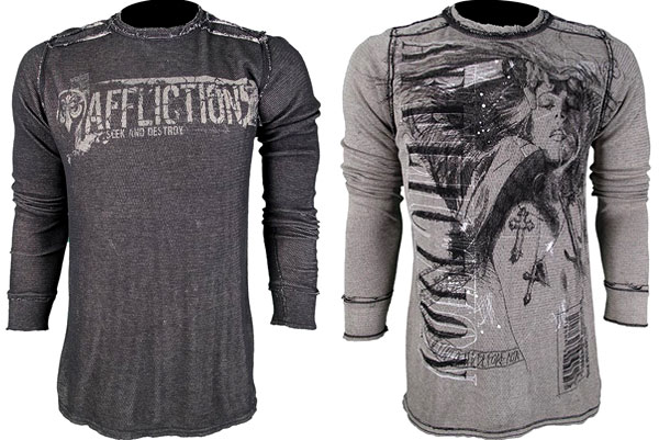 Affliction Rock Speed A19414 New Graphic Skull MMA Reversible Thermal For Men 