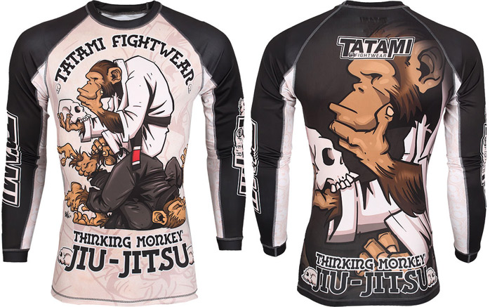 BJJ MMA Grappling T-Shirt  Fonction T-Shirt de Compression Tatami Rashguard Thinker Monkey 