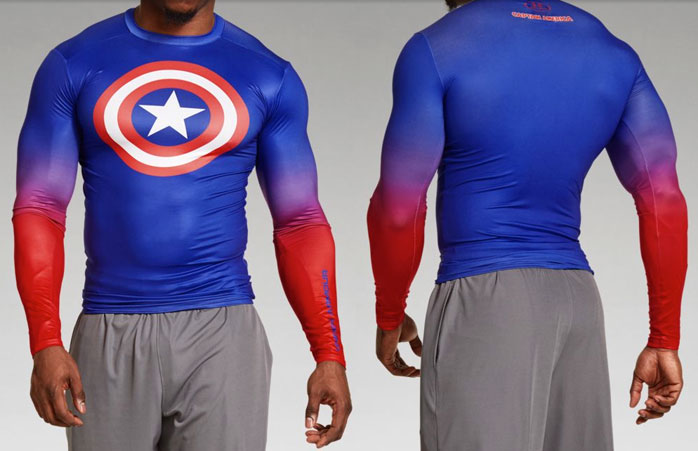 Buigen Ook Refrein Under Armour Alter Ego Captain America Long Sleeve Compression Shirt |  FighterXFashion.com
