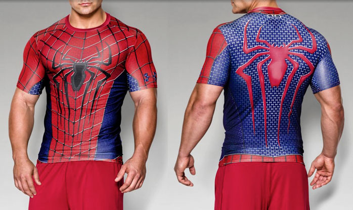 Under Armour Men's The Amazing Spider-Man 2 Compression Short Sleeved T- Shirt - Red/Blue