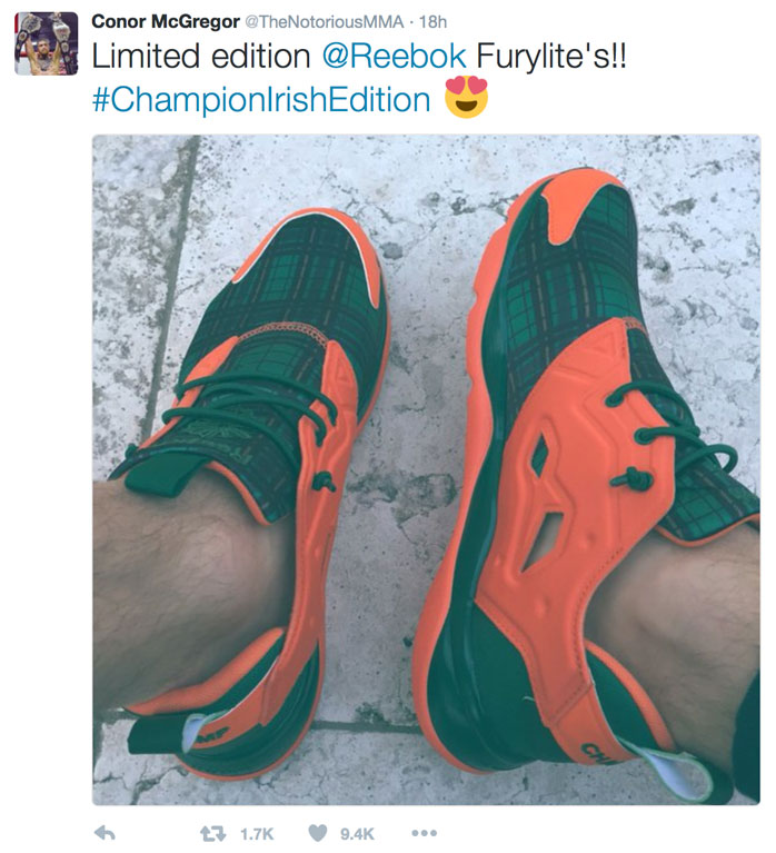 McGregor Reebok FuryLite Shoes Orange | FighterXFashion.com