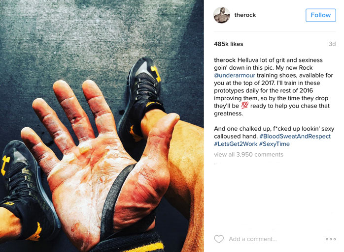 The Rock Wearing his Under Armour Training Shoes