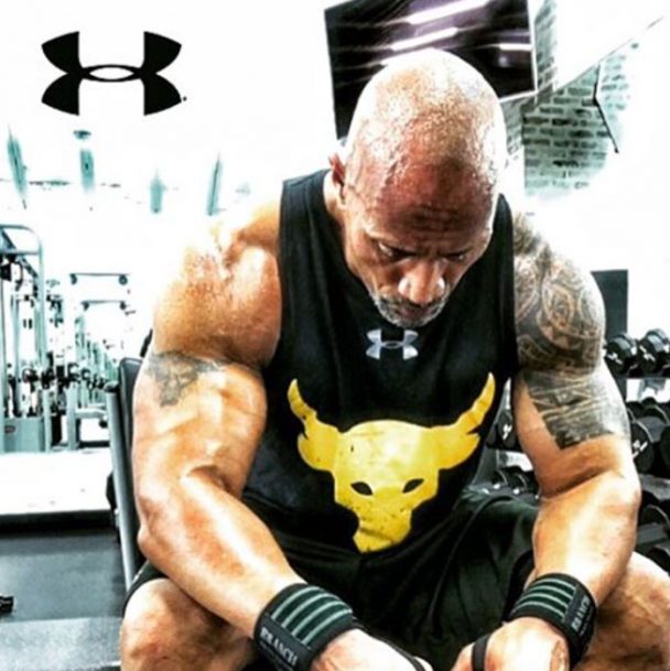 The Rock Wearing the Under Armour Project Rock Tank Top