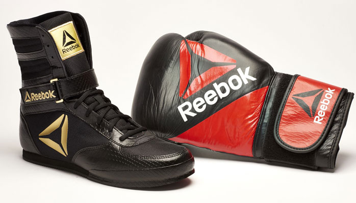 white and gold reebok boxing shoes