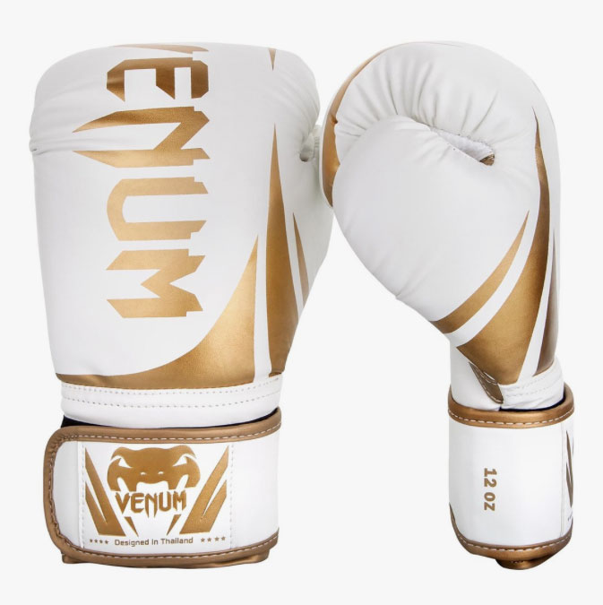 white and gold venum boxing gloves