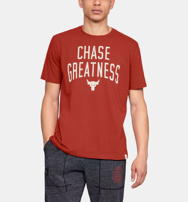 Under Armour x Project Rock Chase Greatness Grey T Shirt Sz Small S 1326383 035 