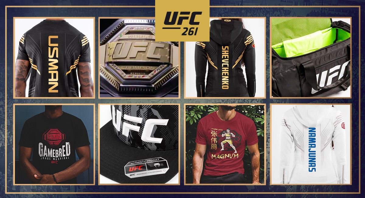 UFC 261 Gear Guide to Venum Fight Kits Tees and Event Merch