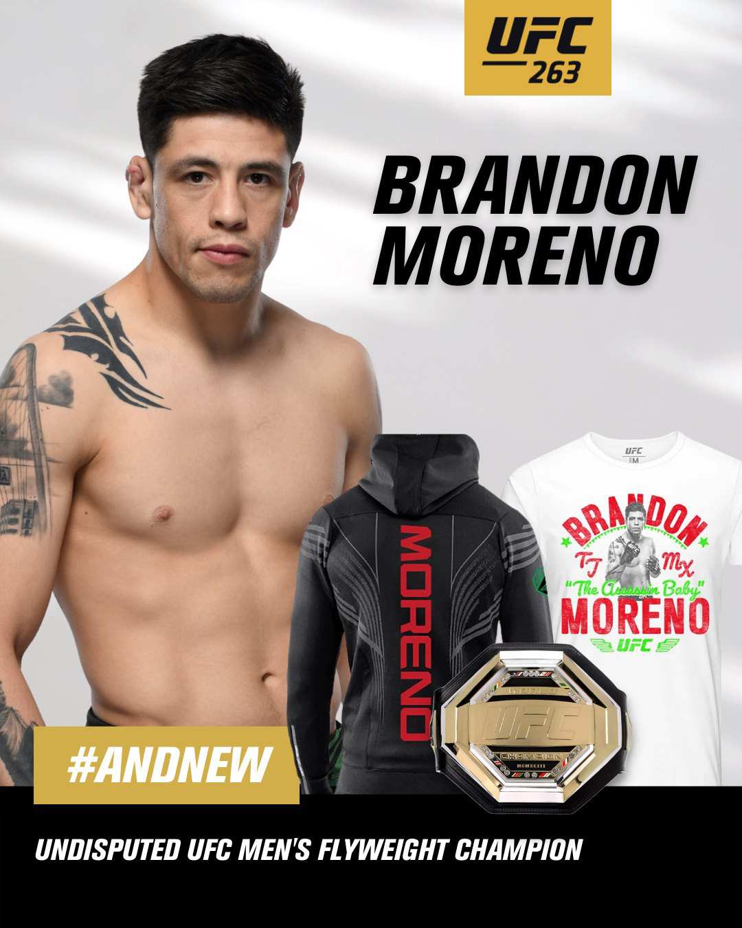 Brandon Moreno UFC 263 Champion Shirt and Gear