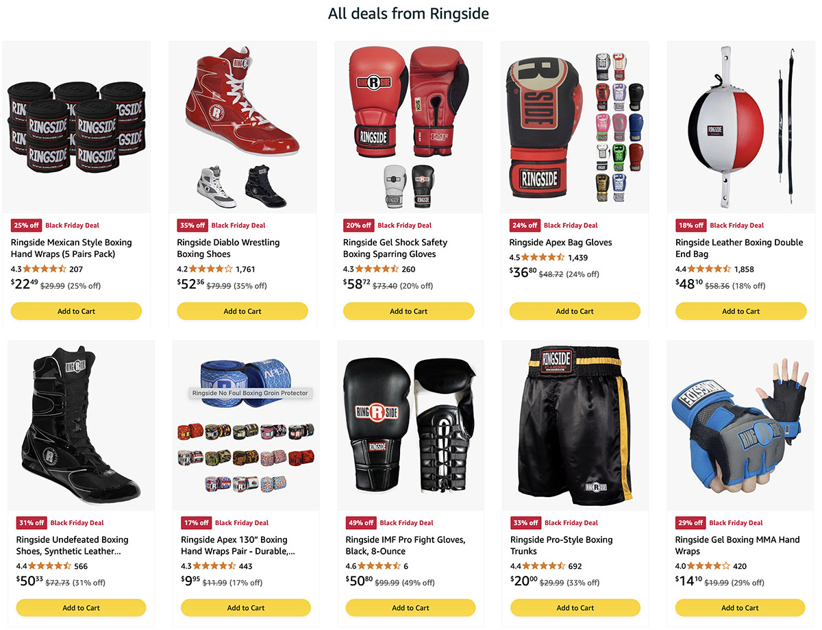 Ringside Boxing Gear Black Friday 2024 Sales Boxing Gloves Shoes Boots Fight Gear