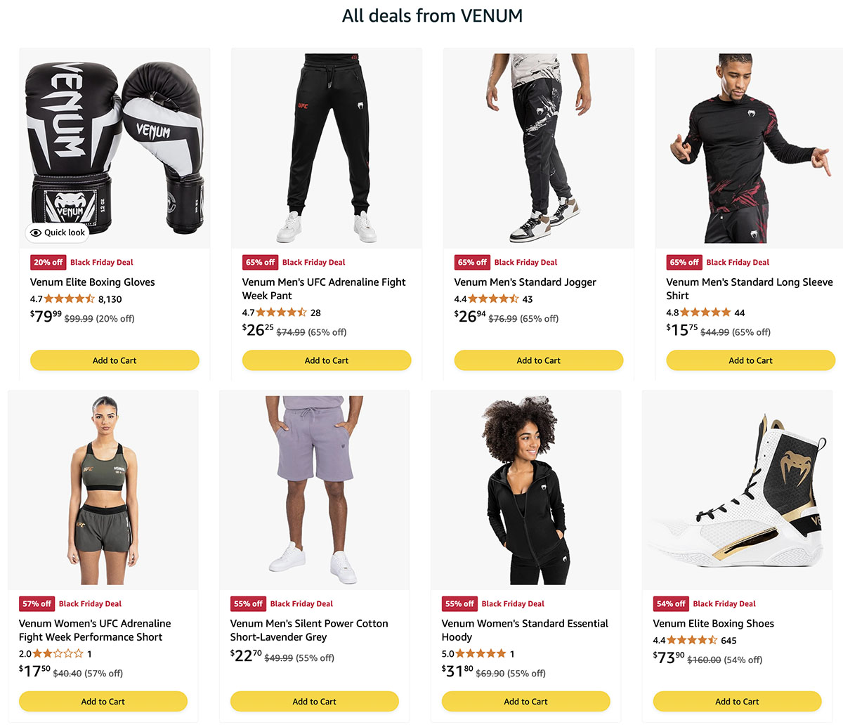 Venum Fight Gear Black Friday 2024 Sales MMA BJJ Boxing Combat Sports
