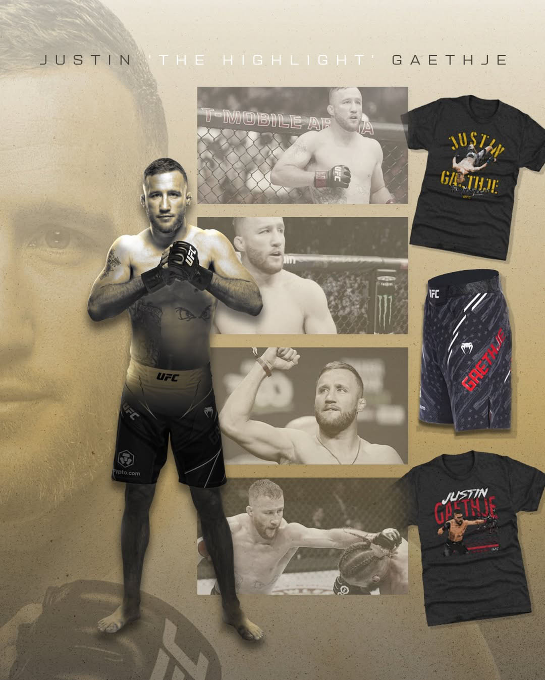 Justin Gaethje UFC 313 Shirts Shorts Clothing Fight Gear