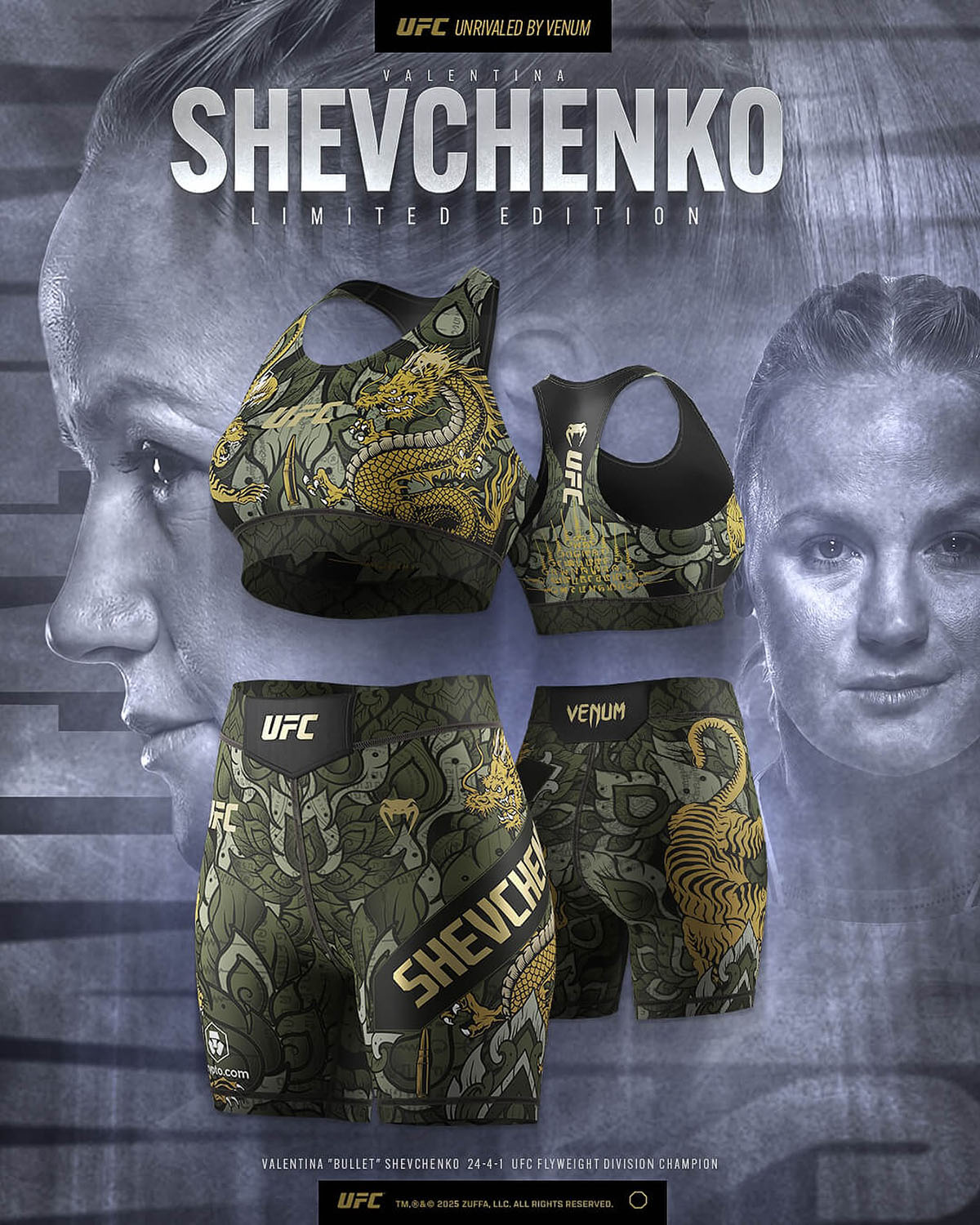 Valentina Shevchenko UFC Venum Custom Fight Shorts and Sports Bra