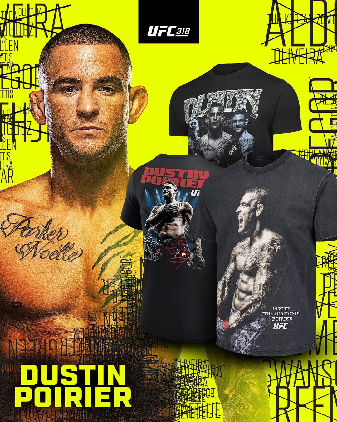 Dustin Poirier UFC 318 Shirts and Custom Fight Shorts