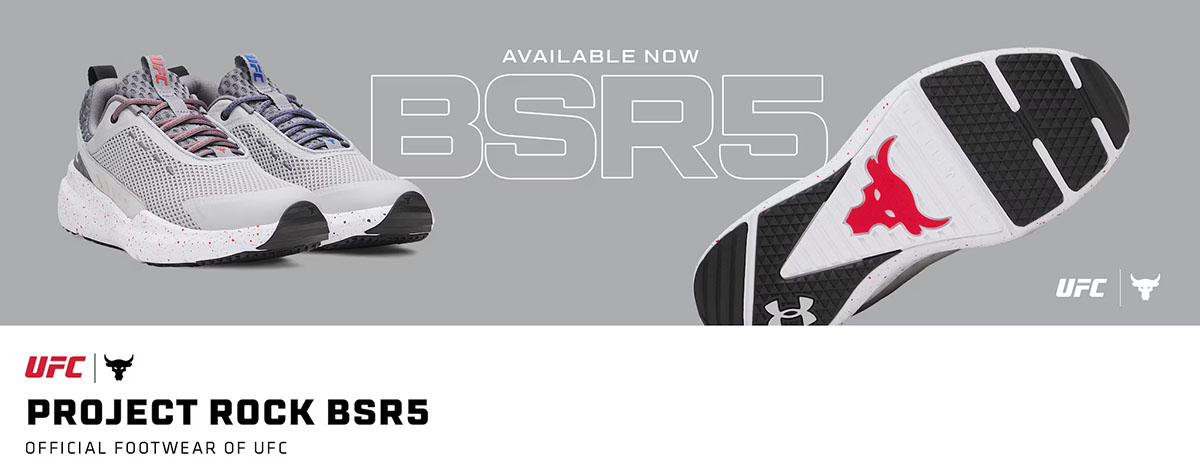 UFC Under Armour Project Rock BSR 5 Training Shoes Grey White UFC 319