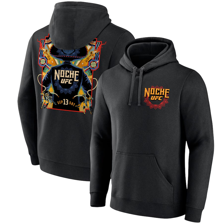 Noche UFC 2025 Mens Black Pullover Hoodie