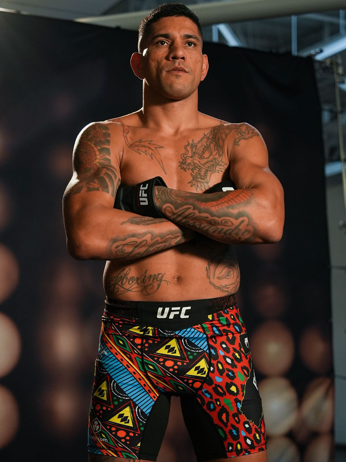 Alex Pereira Wearing UFC 320 Custom Venum Fight Shorts 1
