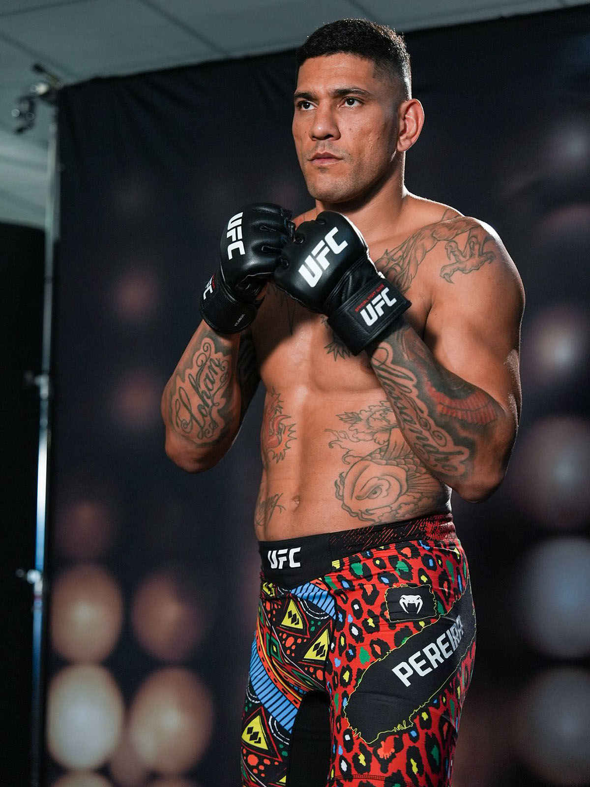 Alex Pereira Wearing UFC 320 Custom Venum Fight Shorts 2