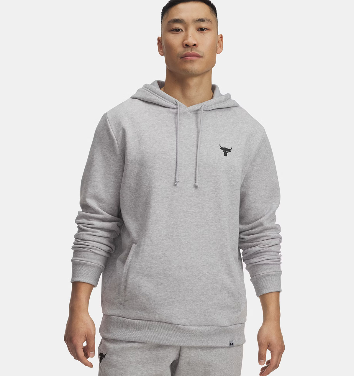 Project Rock BSR Rival Fleece Mens Hoodie Grey 1