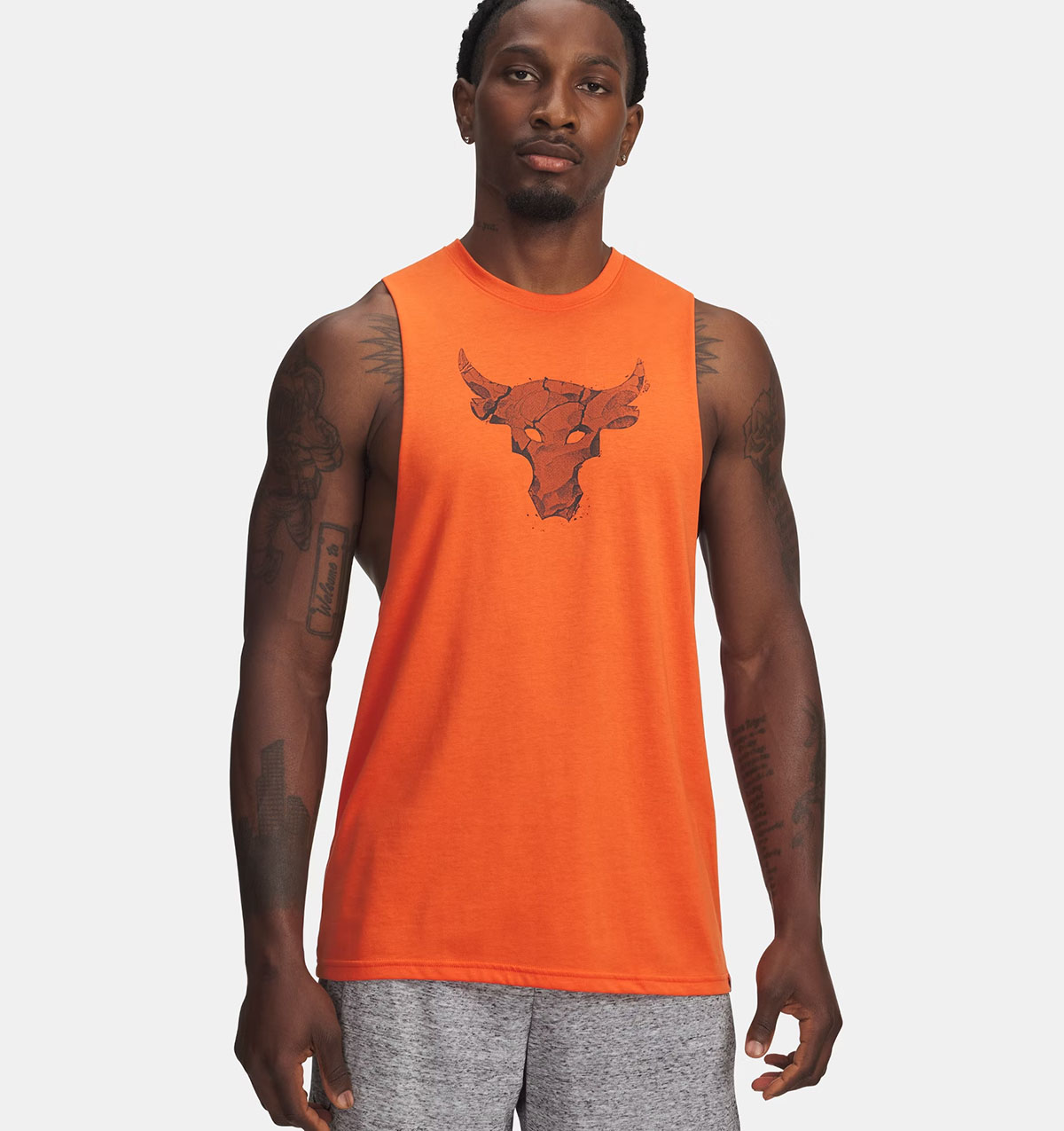 Project Rock Graphic Mens Sleeveless Top Orange