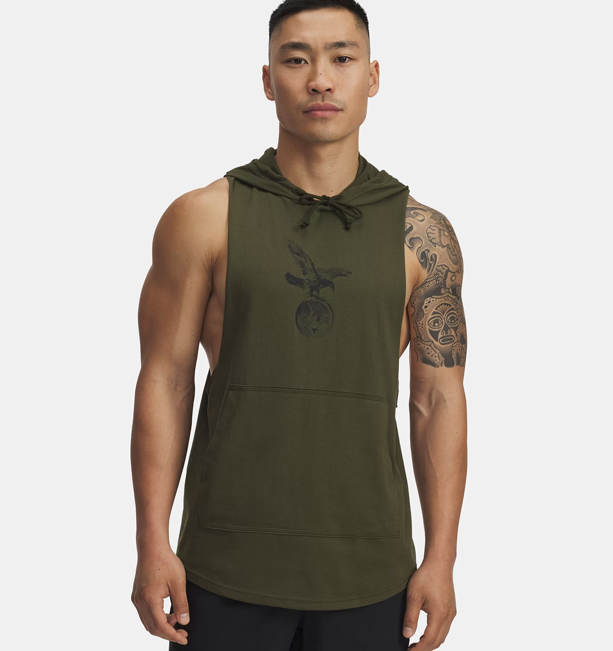 Project Rock Mens Sleeveless Hoodie Expedition Green