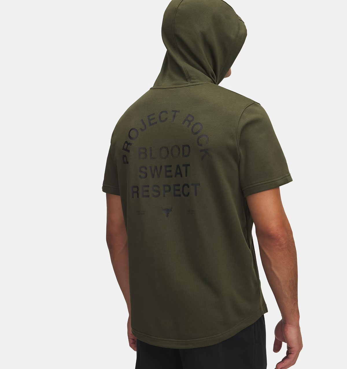 Project Rock Payoff Mens Short Sleeve Hoodie Expedition Green 2