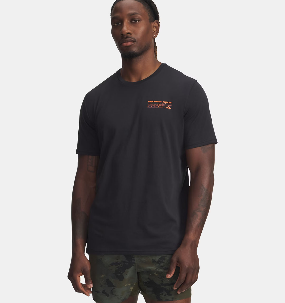 Project Rock Rise Fall Mens T Shirt Black Green Orange 1