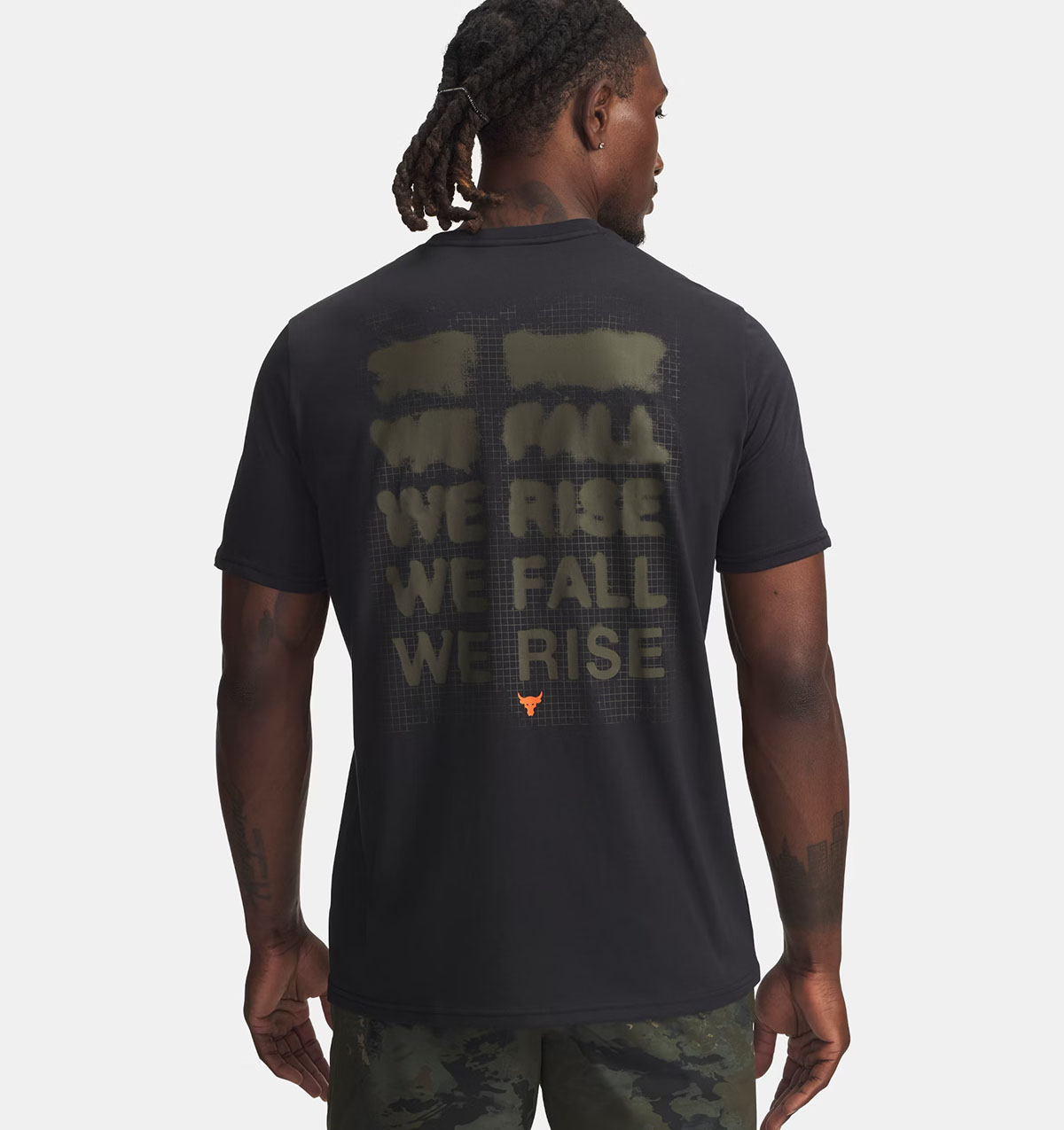 Project Rock Rise Fall Mens T Shirt Black Green Orange 2