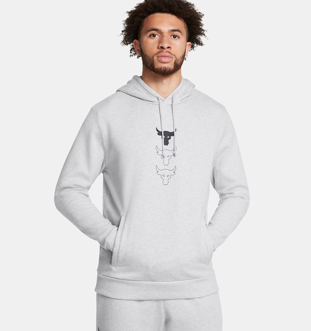 Project Rock Rival Fleece Mens Hoodie Grey