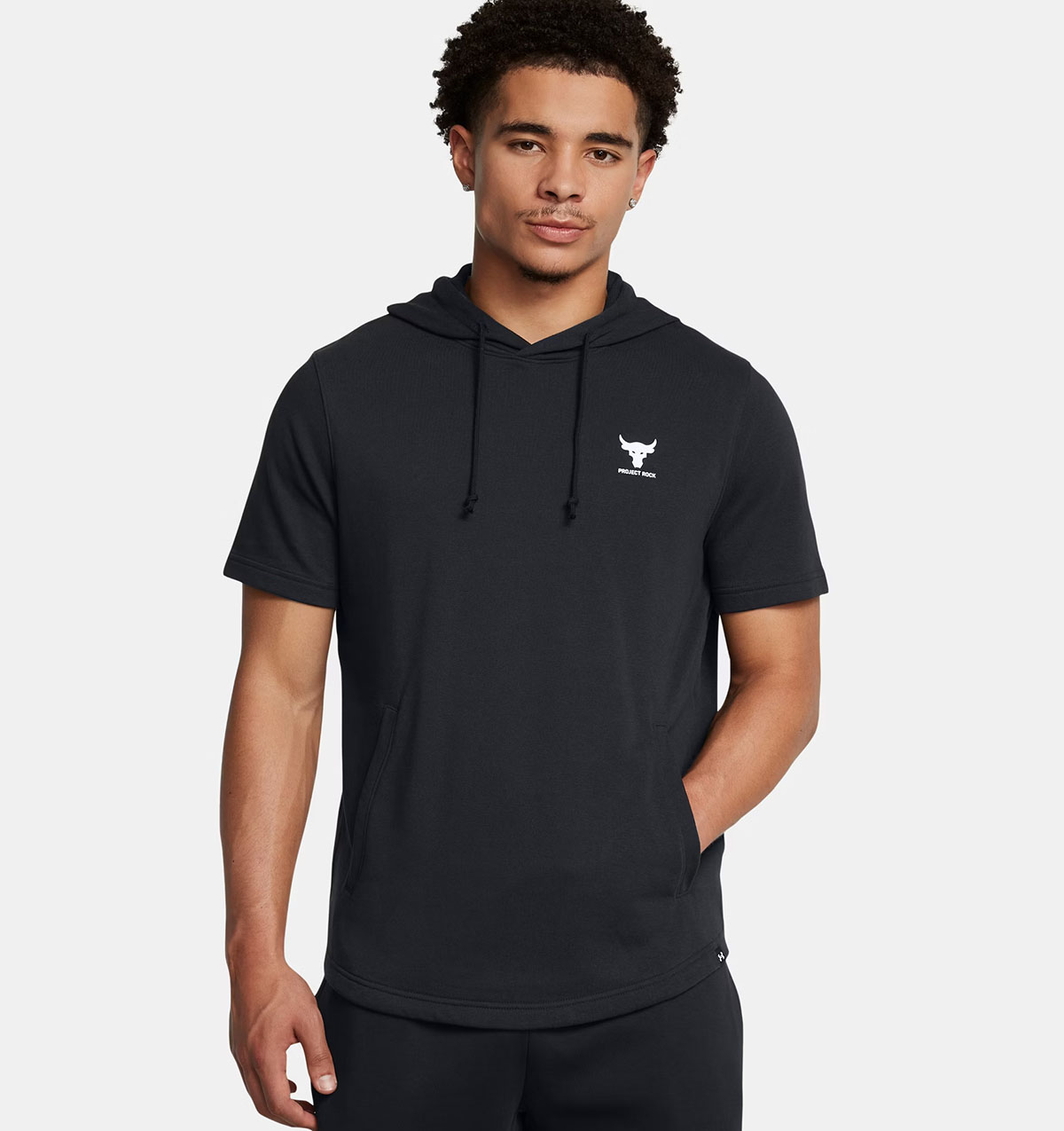 Project Rock Terry Mens Short Sleeve Hoodie Black