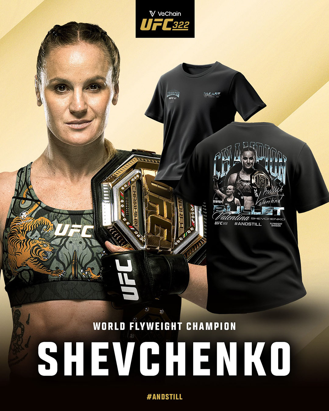 Valentina Shevchenko UFC 322 Champion T Shirt