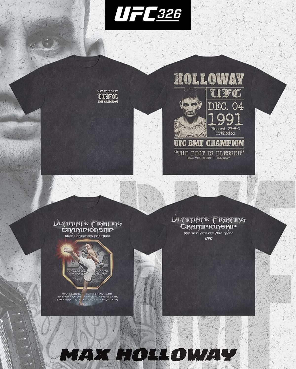 Max Holloway UFC 326 Shirts