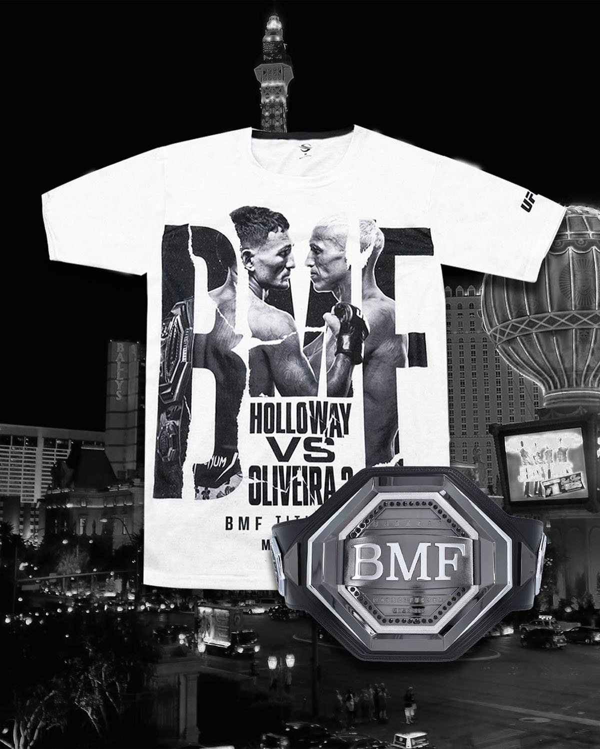 UFC 326 Holloway vs. Olivera 2 BMF Matchup T-Shirt and Belt