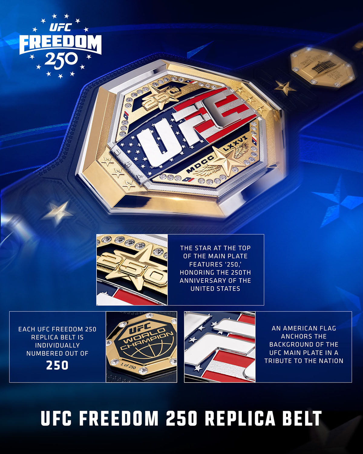 UFC Freedom 250 Replica Championship Title Belt