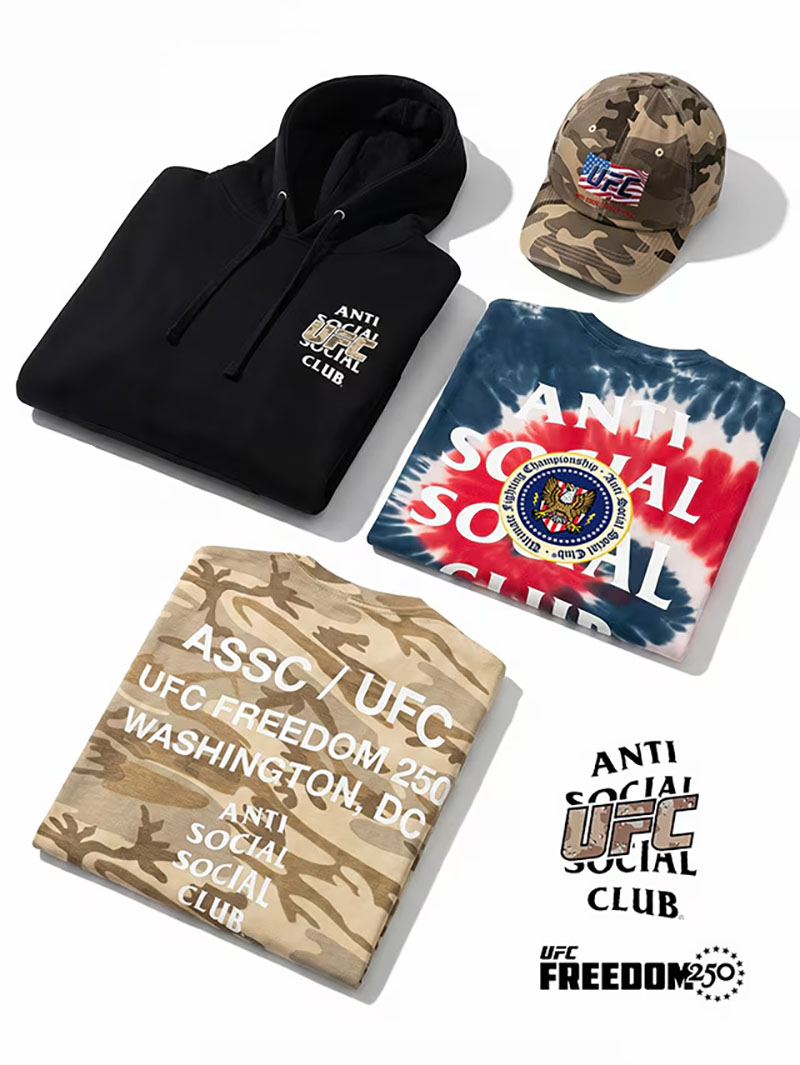 ASSC Anti Social Social Club UFC Freedom 250 Apparel Collection Shirts Hoodies Hats