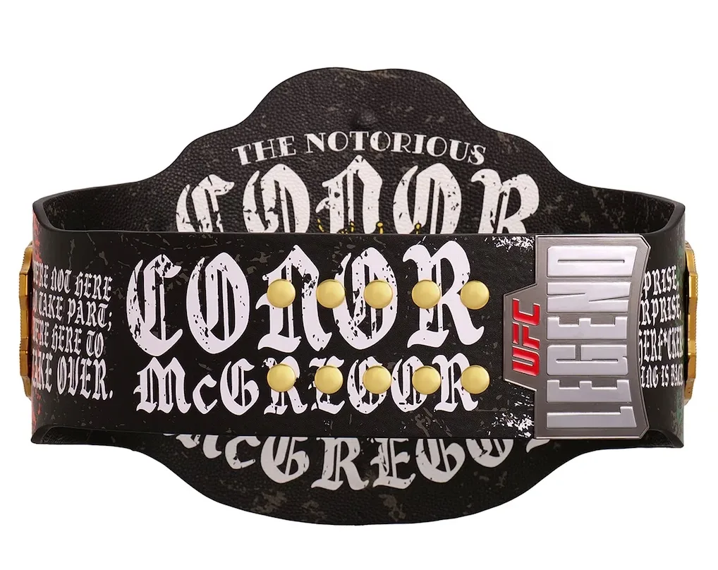 Back view of the Conor McGregor UFC 329 Classic Signature Replica Belt featuring The Notorious branding.
