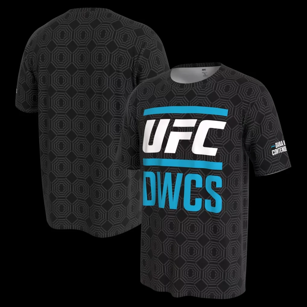 Black ProSphere Dana White’s Contender Series T-shirt with UFC and blue DWCS graphics.