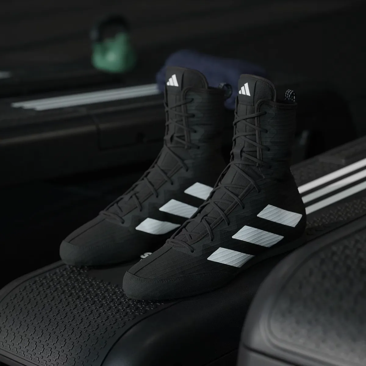 Black and white adidas Box Hog 4 boxing shoes