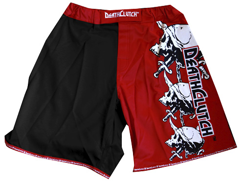 DeathClutch Black/Red MMA Fight Shorts | FighterXFashion.com
