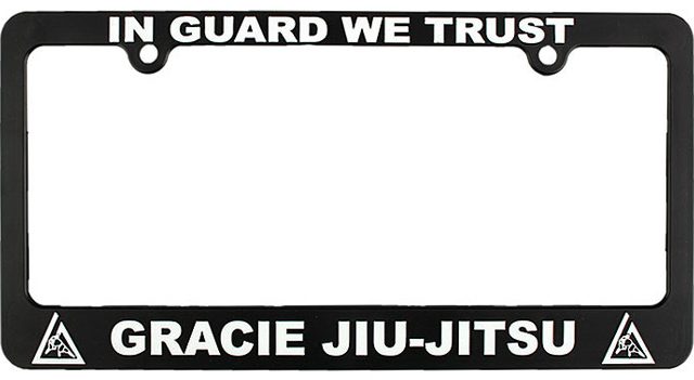 gracie-jiu-jitsu-in-guard-we-trust-license-plate-frame
