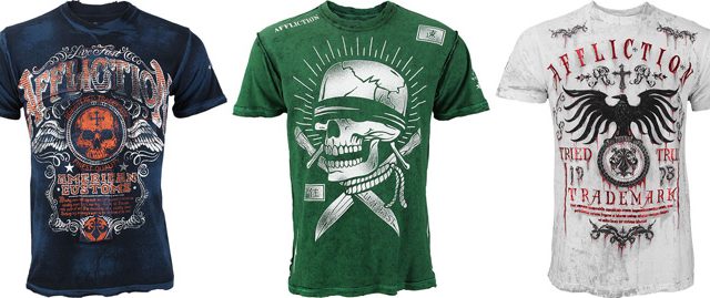 Archaic by Affliction Women's T-Shirt Criterion Skulls Green L at