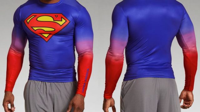 Under Armour Mens Superman Alter Ego Short Sleeve Compression Shirt Vegas  Gold