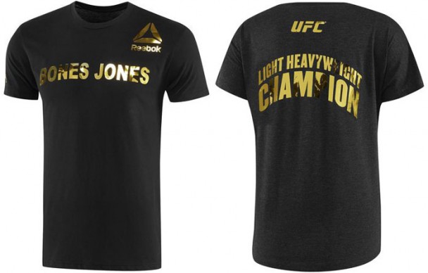 Reebok Jon Jones UFC 182 Corner Shirt Black Gold | FighterXFashion.com