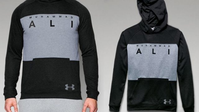Black/Gray Under Amour Men's Short Sleeve Muhammad Ali Cold Gear Hoodie/Shirt