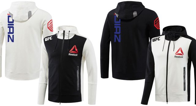 Reebok Nate Diaz UFC Fight Kit Full-Zip Official Chalk White Walkout Hoodie 