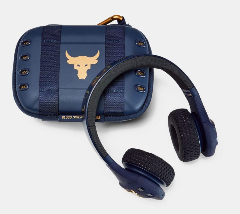 The Rock Under Armour Headphones Now Available in Navy Gold | FighterXFashion.com