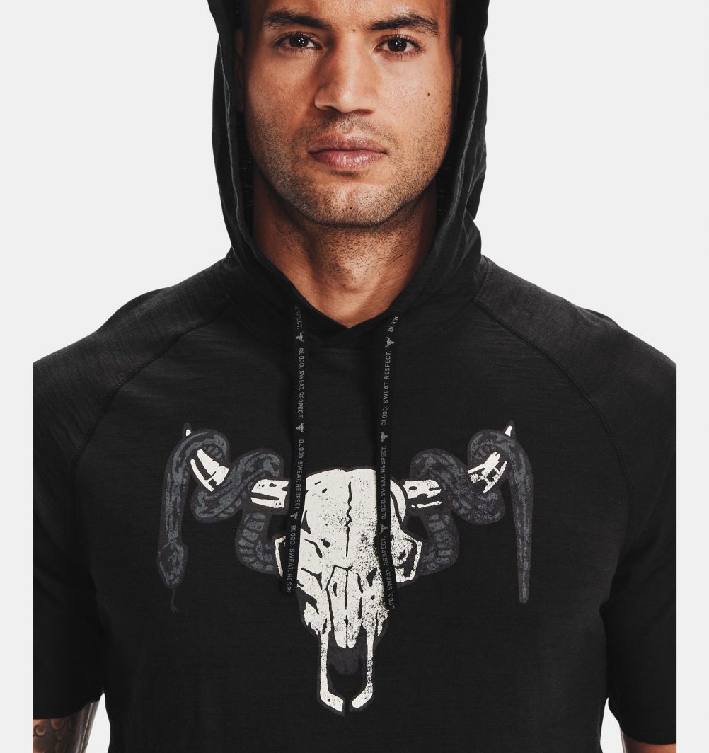 project rock charged cotton short sleeve hoodie