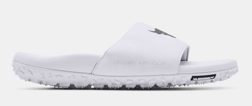 Project Rock Under Armour Slides in Black and White