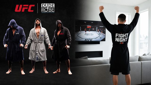 UFC DudeRobe fight night robe for UFC fans available in black, navy and grey colors
